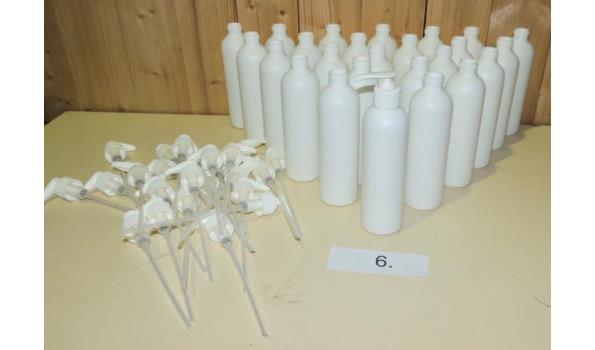 25 HDPE flessen met doseerpomp fabr. Frapak type 193 inhoud 250ml.